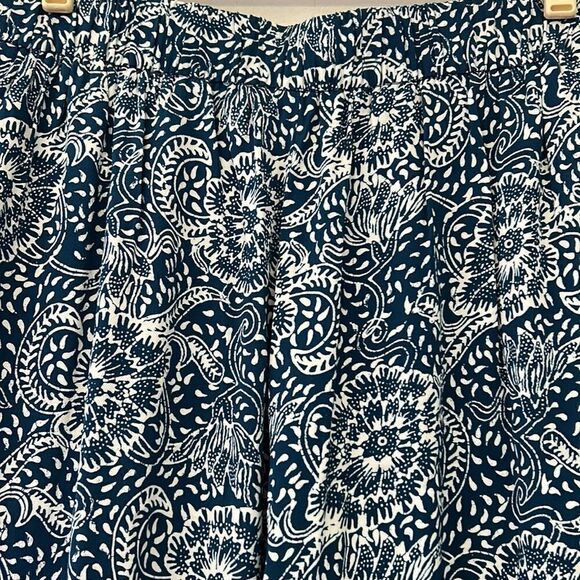 Anthropologie blue white flowy side slit elastic waist pants Size M New - Picture 6 of 13